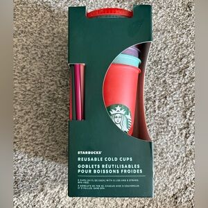 Starbucks multi coloured Sparkly Reusable Cold Cups with Straws